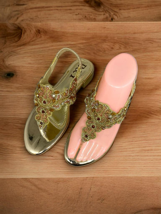 Sandália 9378 Dourado Com Salto Bloco 3cm
