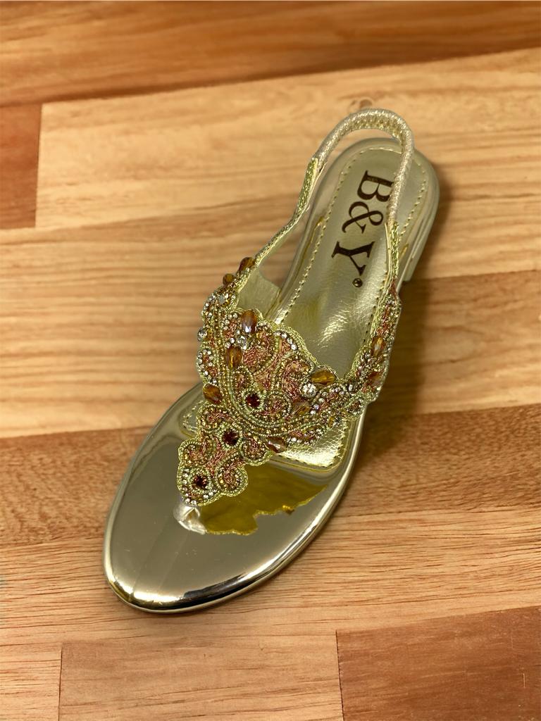 Sandália 9378 Dourado Com Salto Bloco 3cm