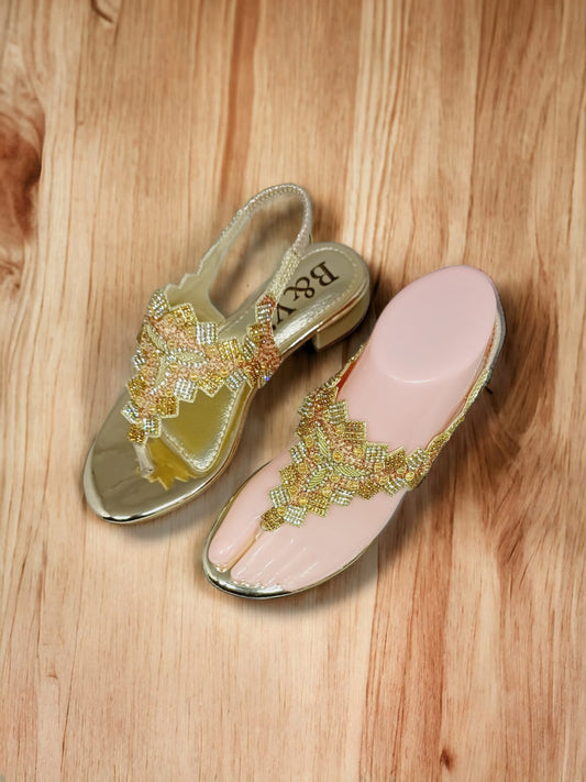 Sandália 9388 Dourado Com Salto Bloco 3cm