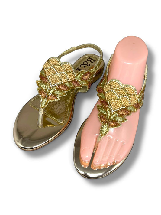Sandália 9411 Dourado Com Salto Bloco 3cm