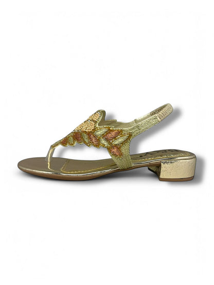 Sandália 9411 Dourado Com Salto Bloco 3cm