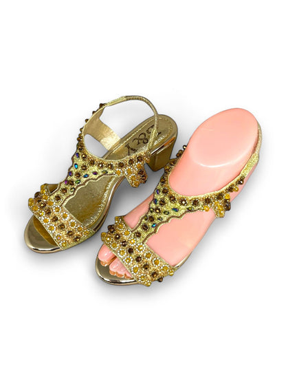 Sandália 9458 Dourado Com Salto Alto 6cm