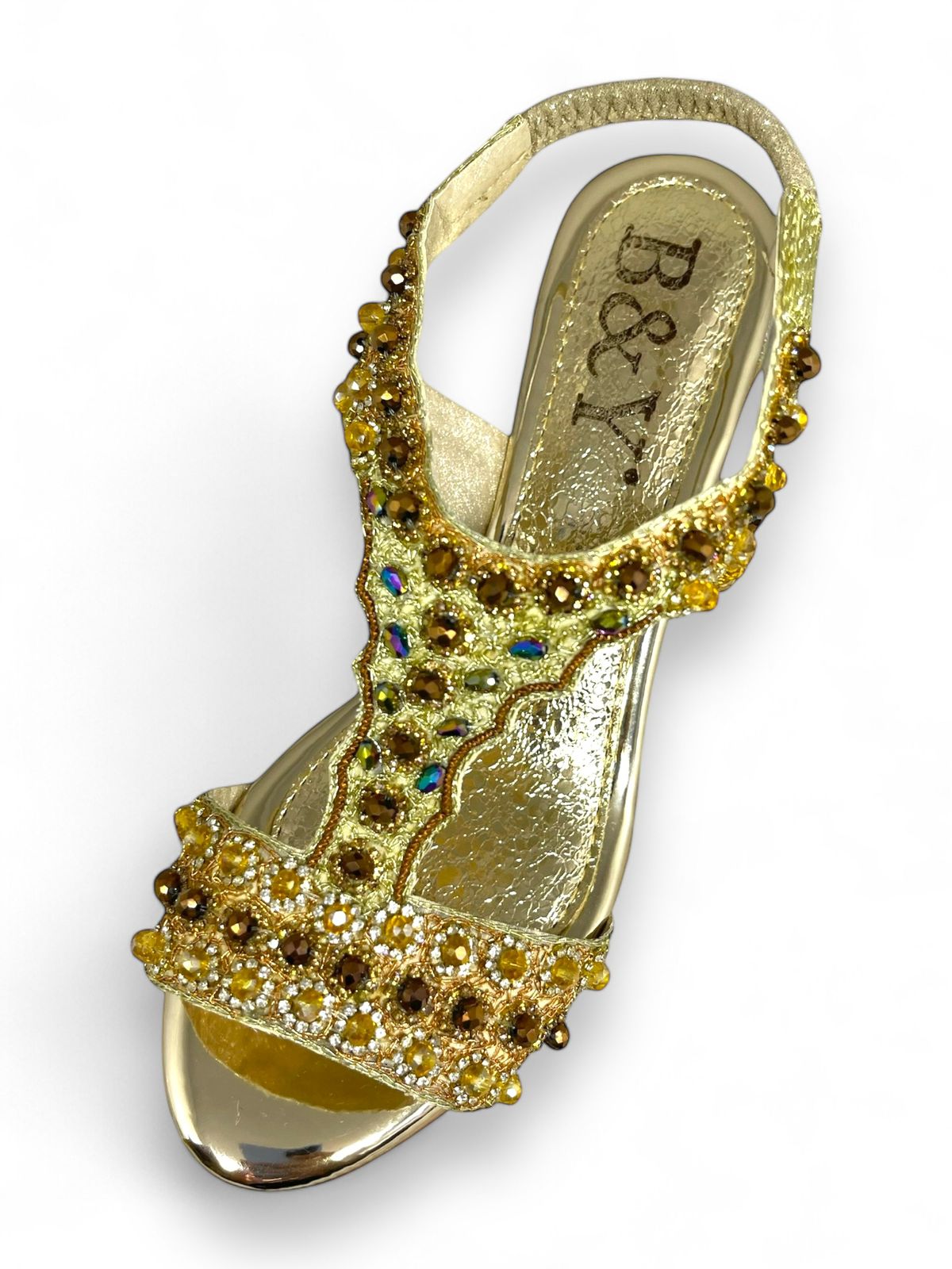 Sandália 9458 Dourado Com Salto Alto 6cm