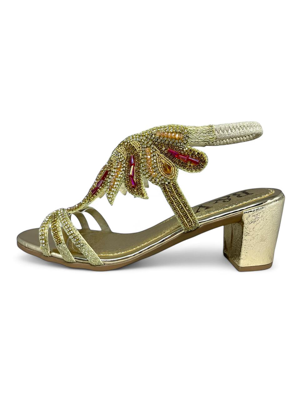 Sandália 9534 Dourado Com Salto Alto 6cm