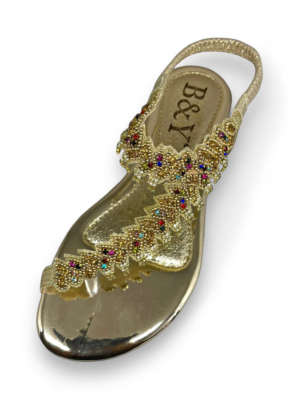 Sandália 9542 Dourado Colorido Sem Salto