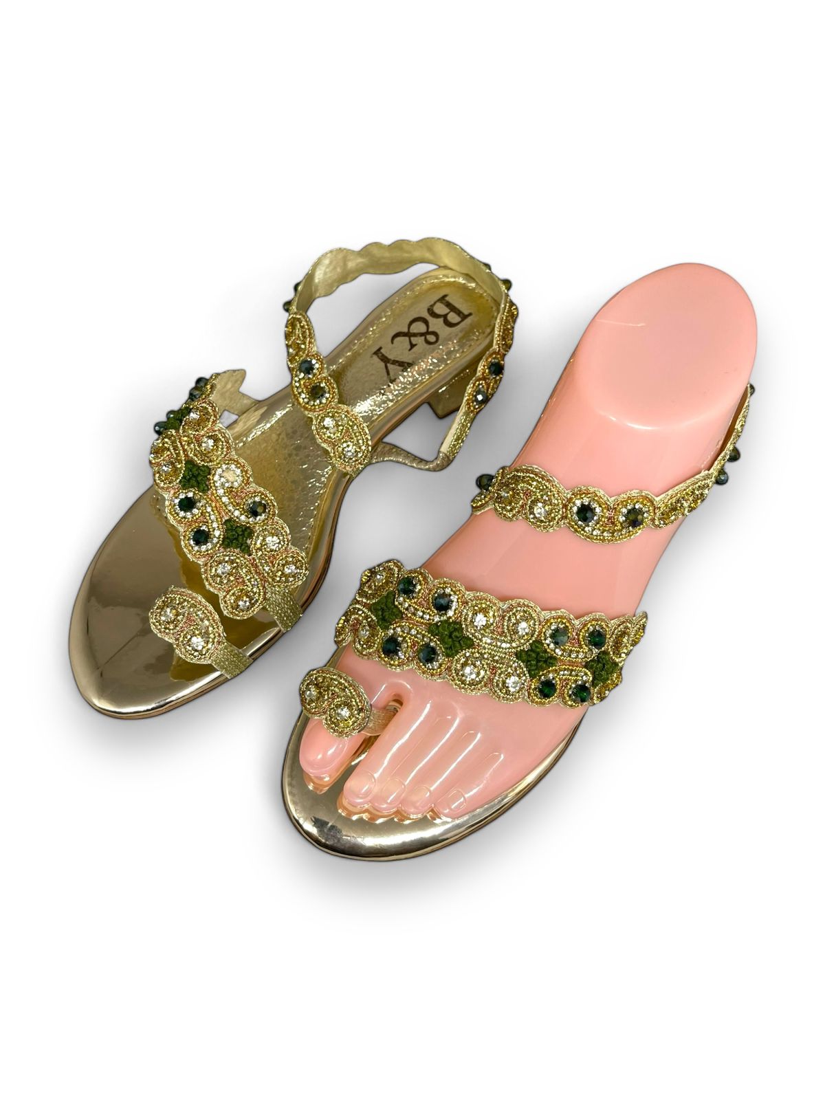 Sandália 9551 Dourado Com Salto Bloco 3cm