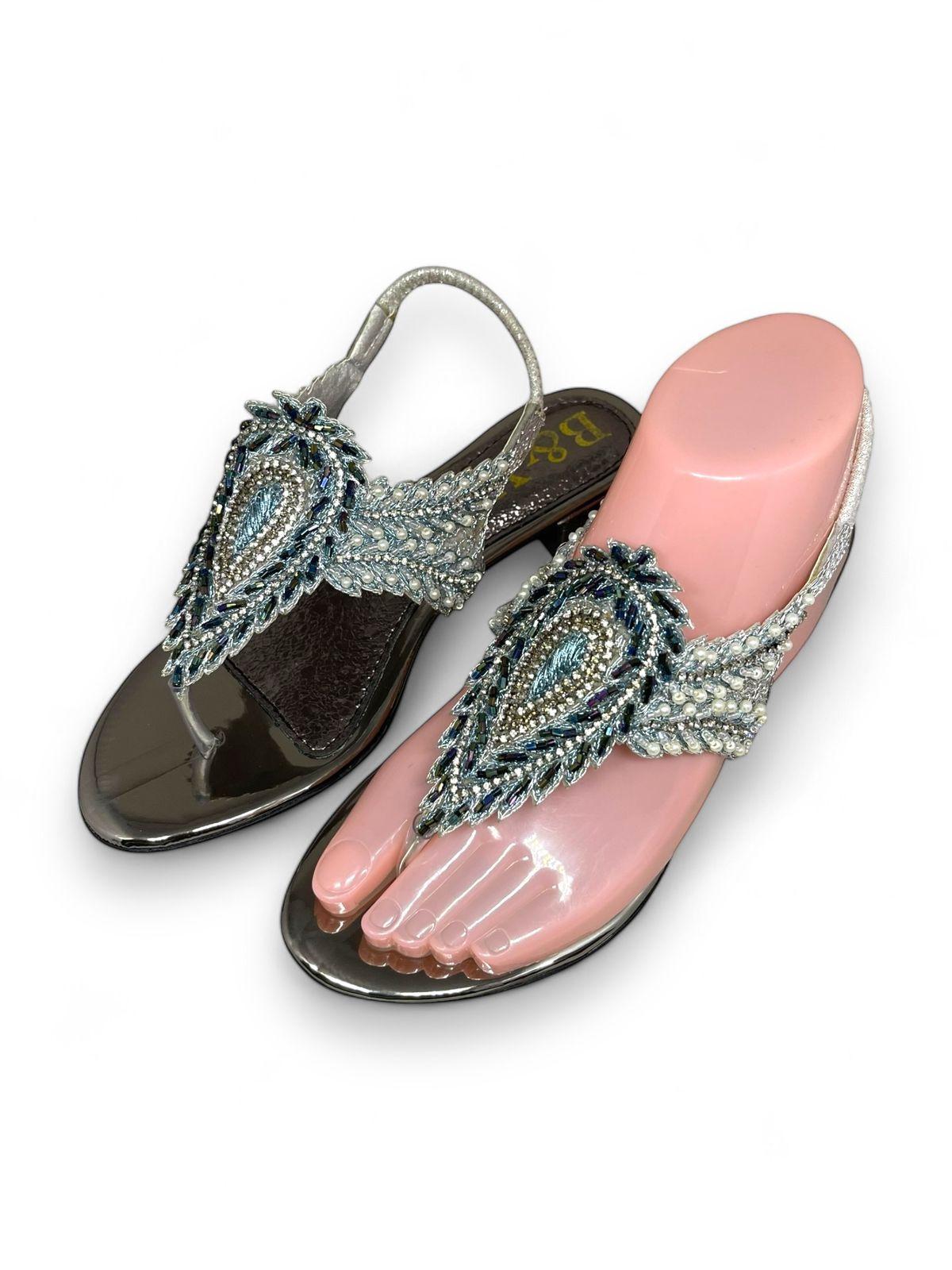 Sandália 9566 Prata Com Salto Bloco