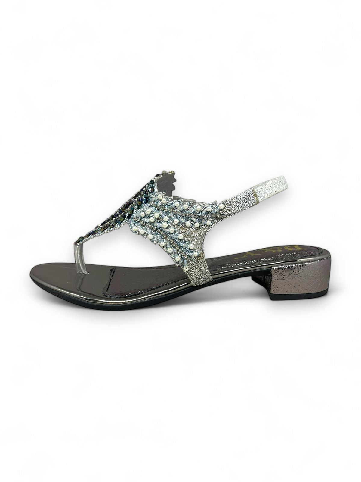 Sandália 9566 Prata Com Salto Bloco