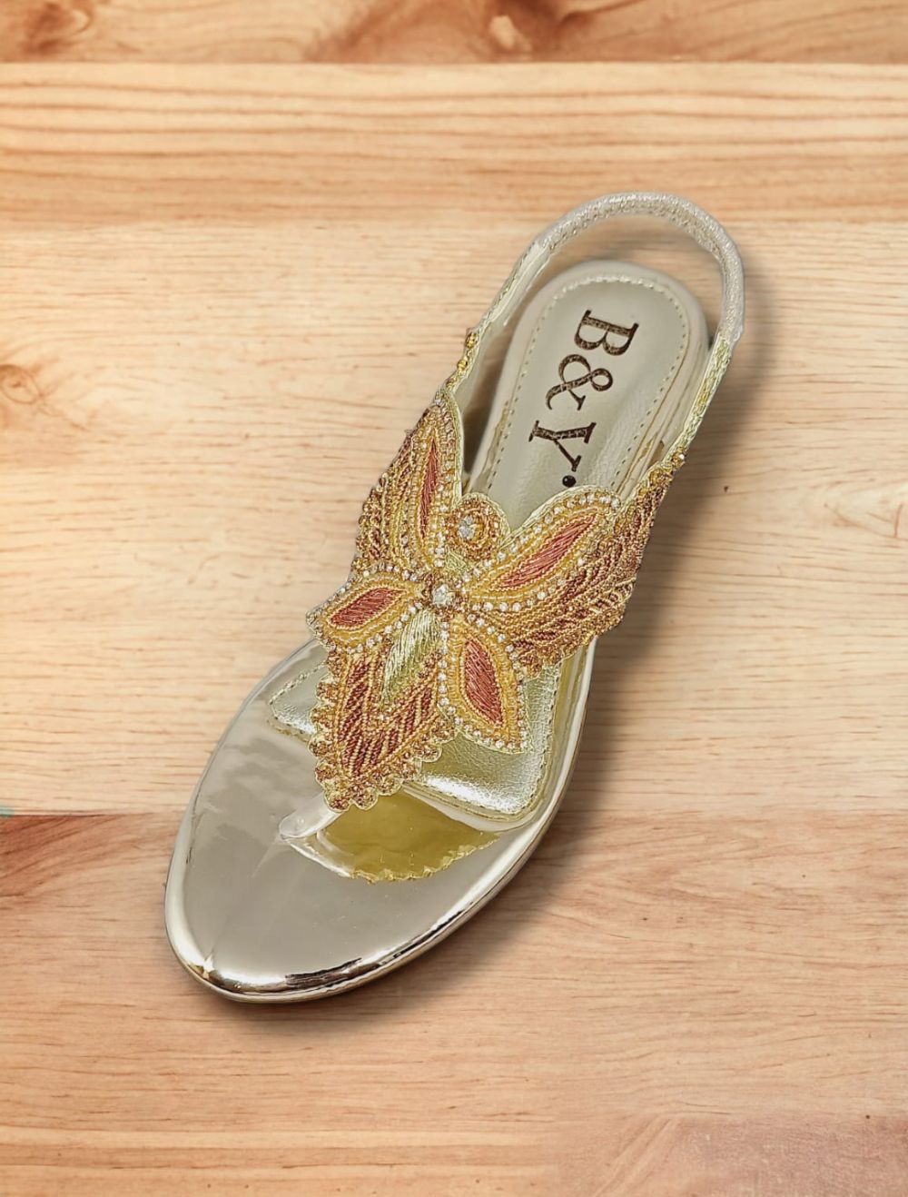 Sandália 9571 Dourado Com Salto Bloco 3cm