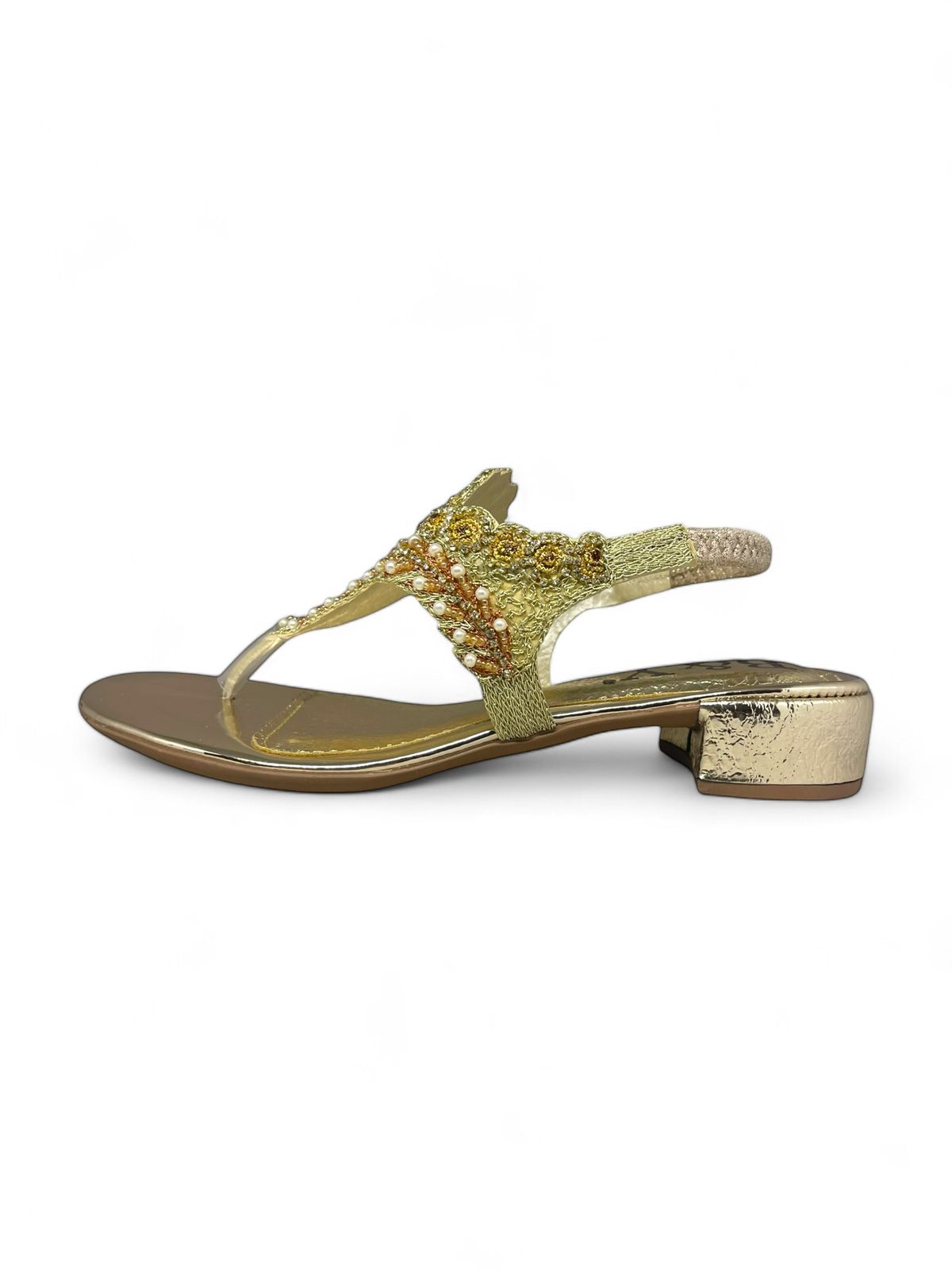 Sandália 9572 Dourado Com Salto Bloco 3cm