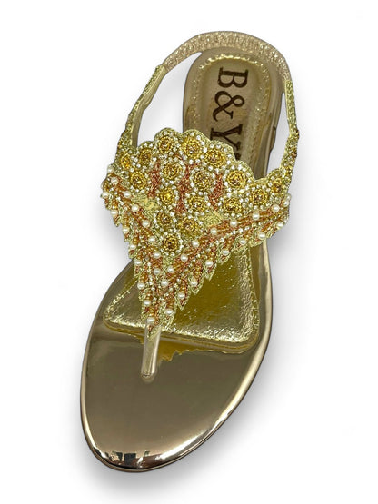 Sandália 9572 Dourado Com Salto Bloco 3cm