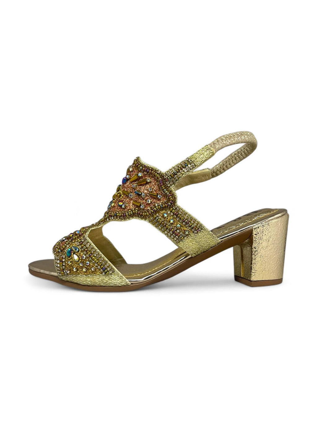 Sandália 9633 Dourado Com Salto Bloco 3cm
