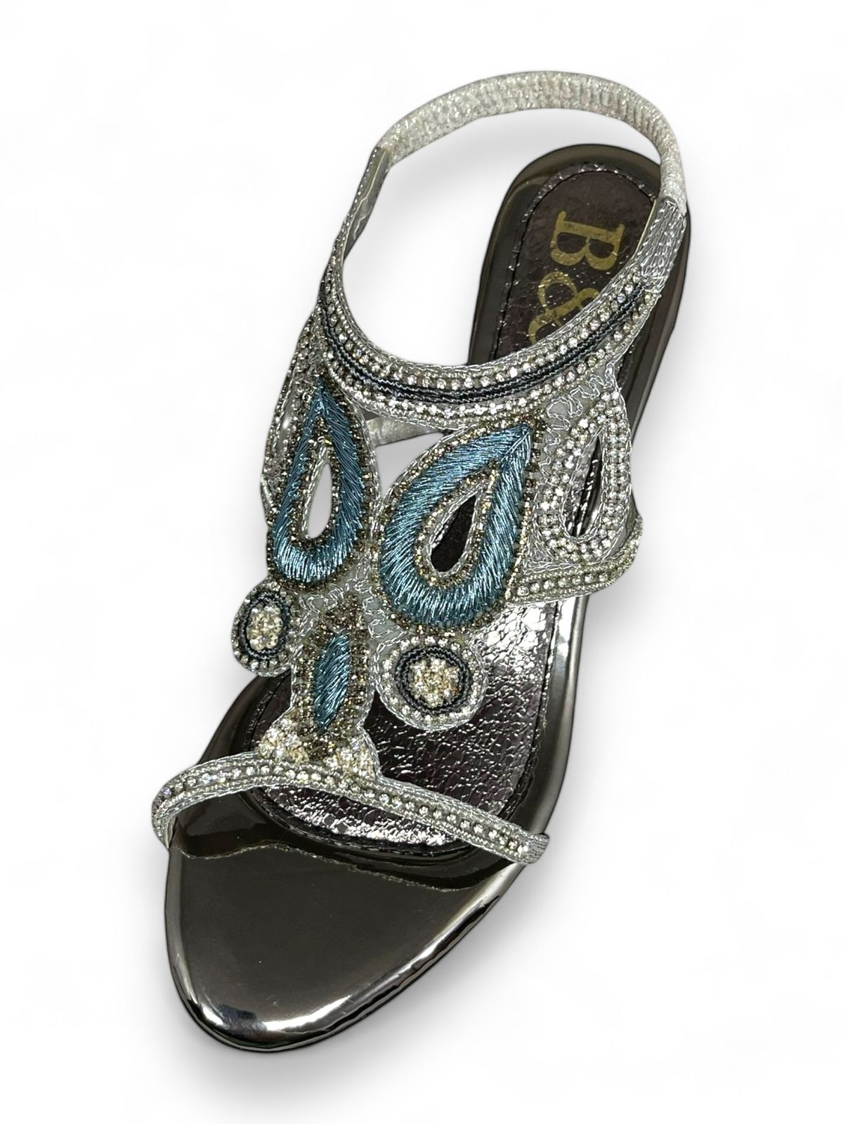 Sandália 9705 Prata Com Salto Médio