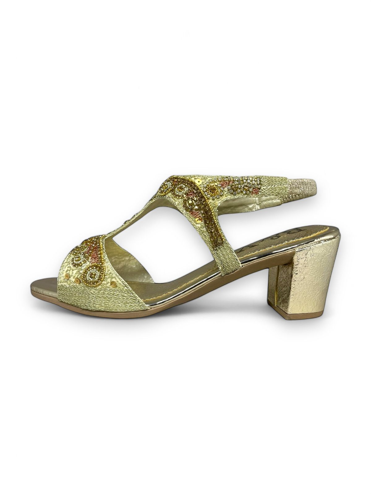 Sandália 9708 Dourado Com Salto Alto 6cm