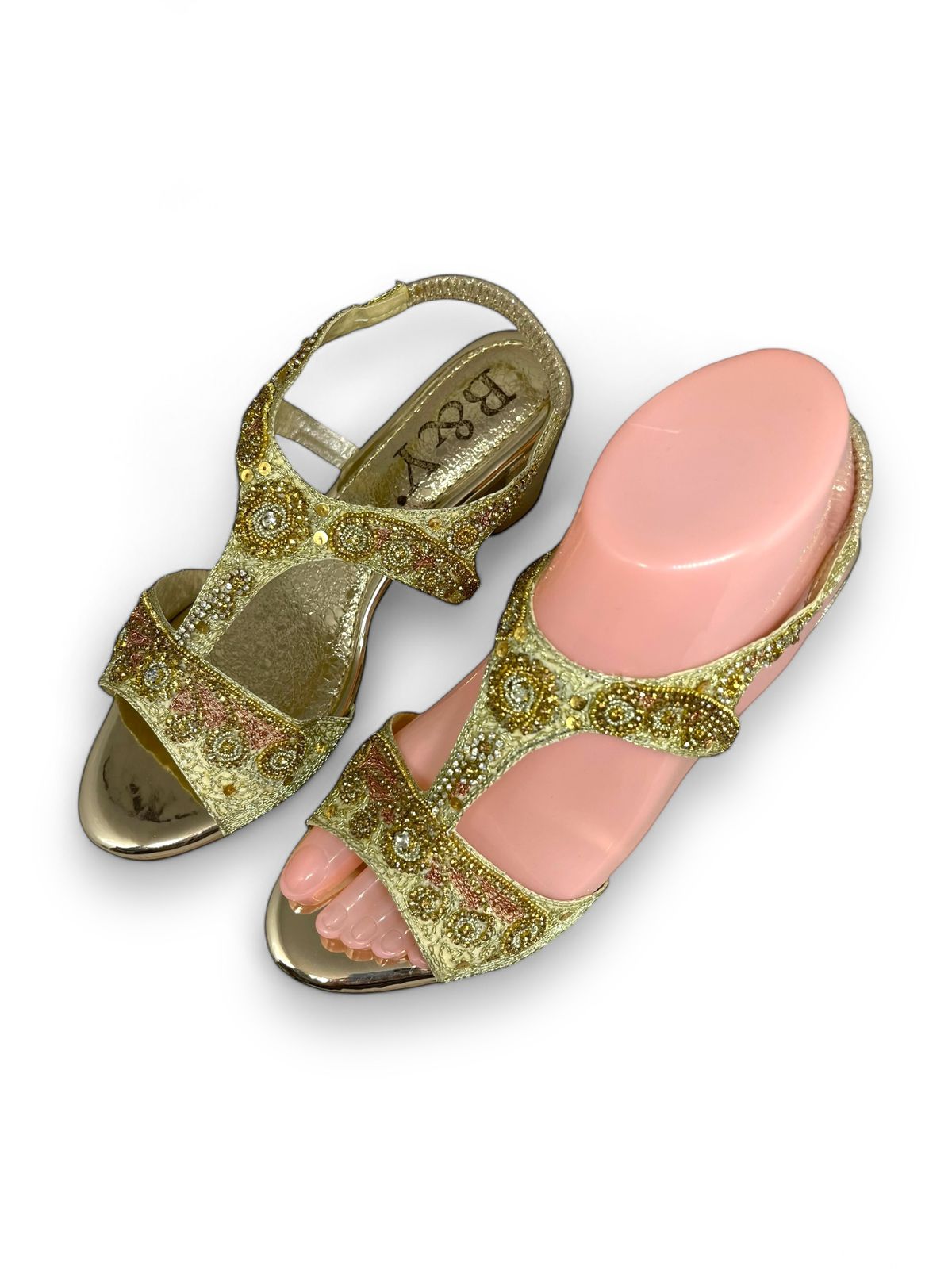 Sandália 9708 Dourado Com Salto Alto 6cm