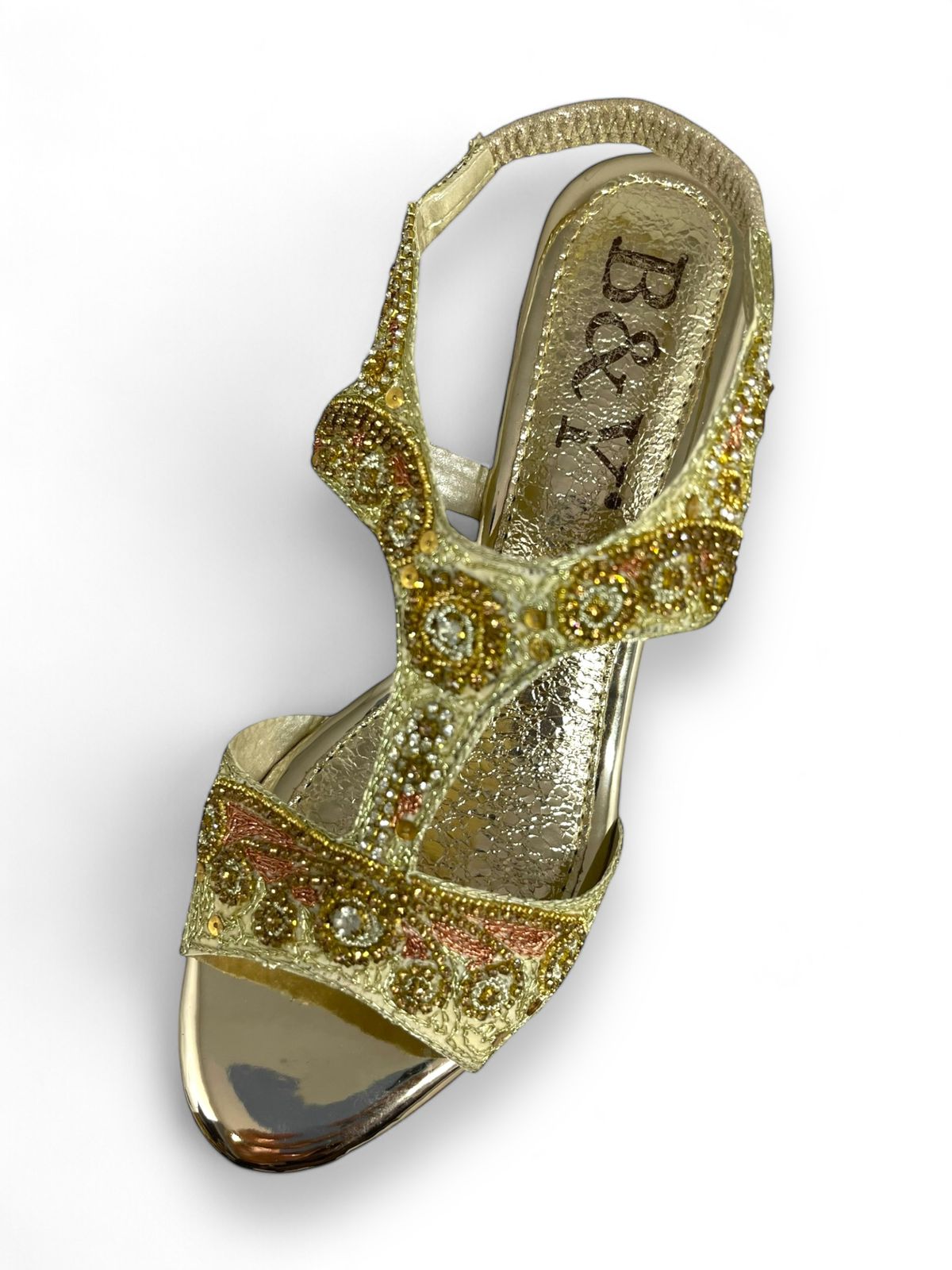 Sandália 9708 Dourado Com Salto Alto 6cm