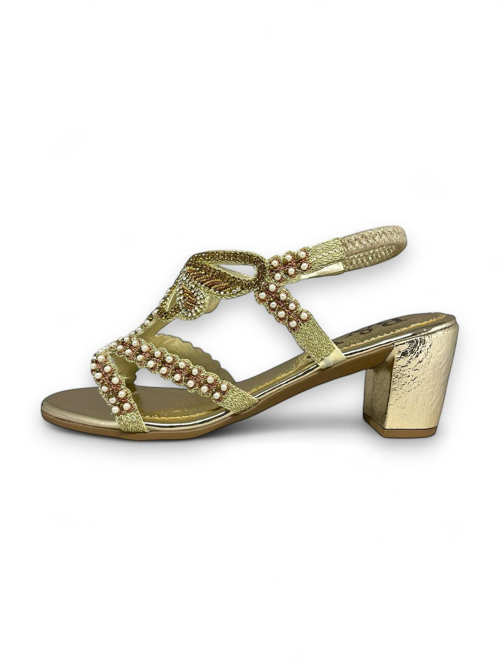 Sandália 9711 Dourado Com Salto Alto 6cm