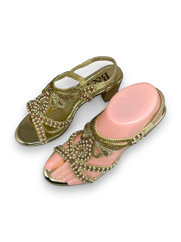 Sandália 9711 Dourado Com Salto Alto 6cm