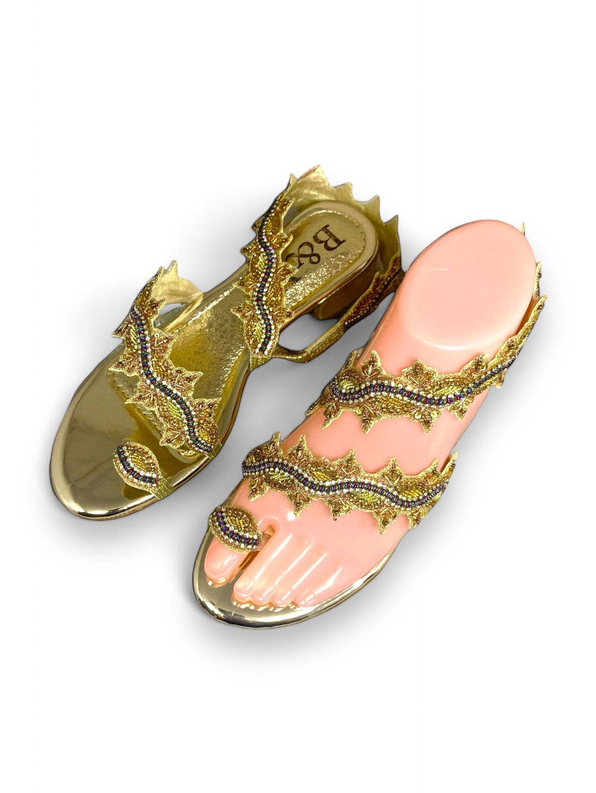 Sandália 9714 Dourado Com Salto Bloco 3cm