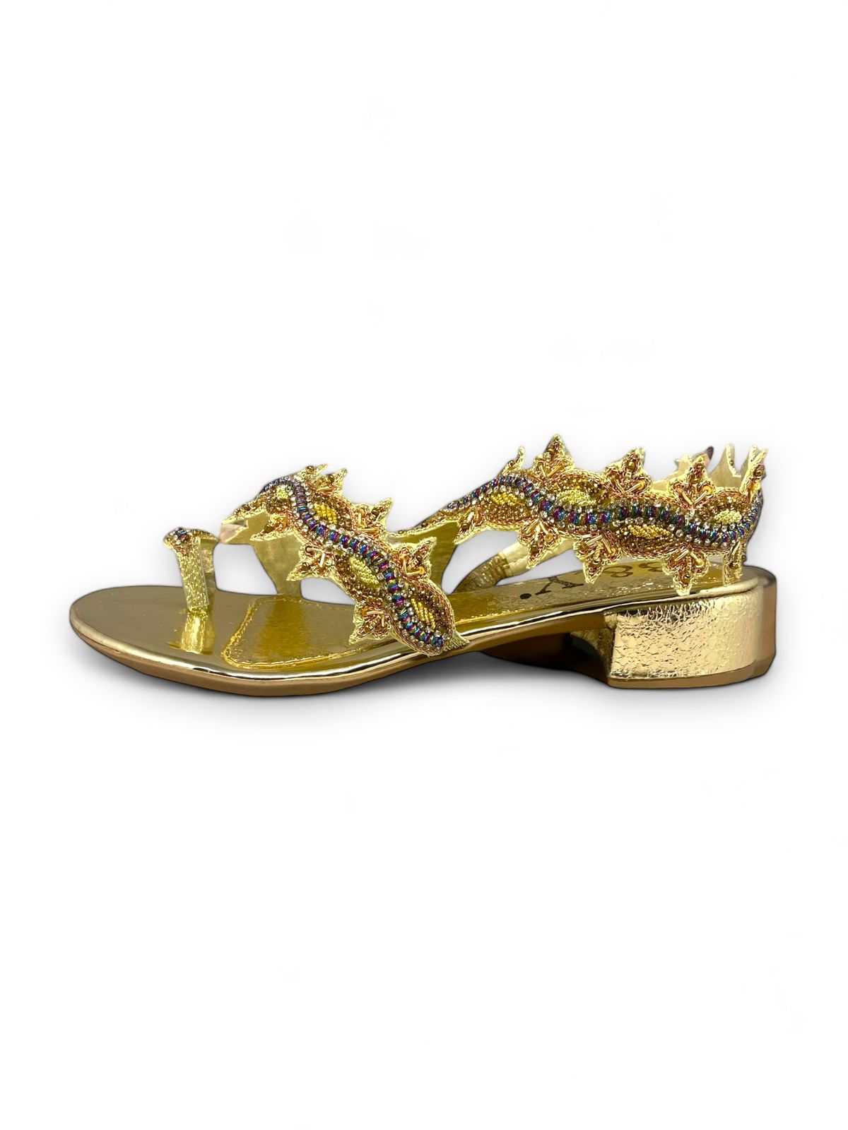 Sandália 9714 Dourado Com Salto Bloco 3cm