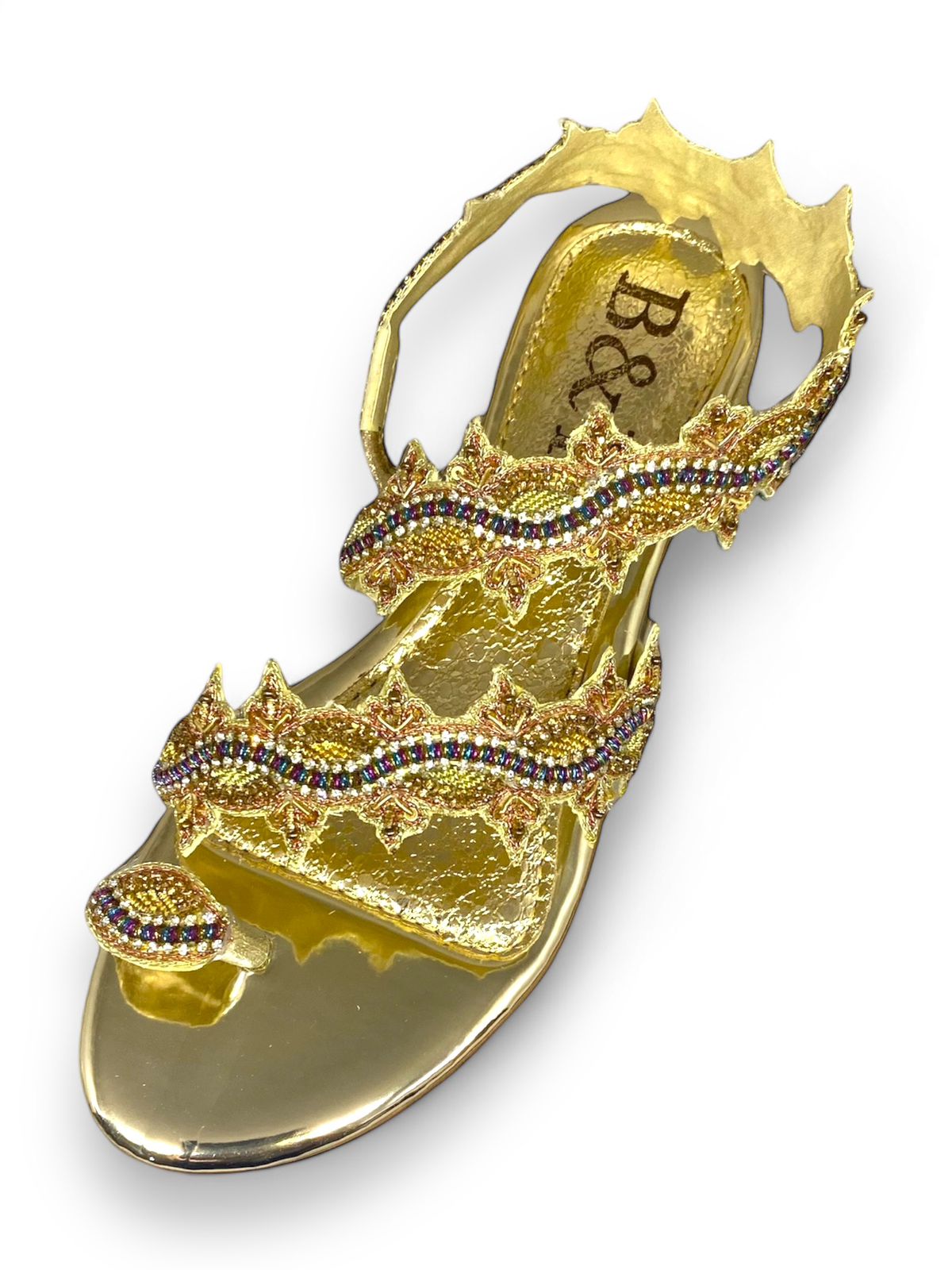 Sandália 9714 Dourado Com Salto Bloco 3cm