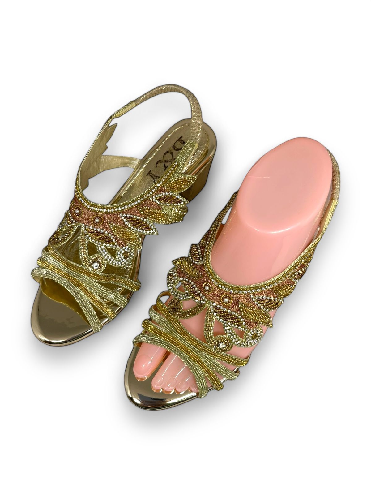 Sandália 9717 Dourado Com Salto Alto 6cm