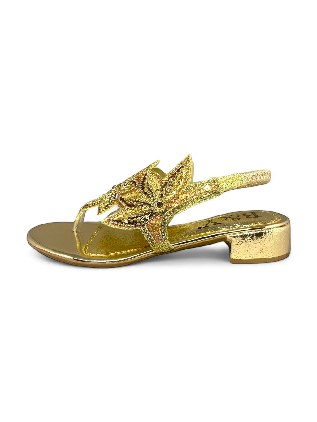 Sandália 9718 Dourado Com Salto Bloco 3cm