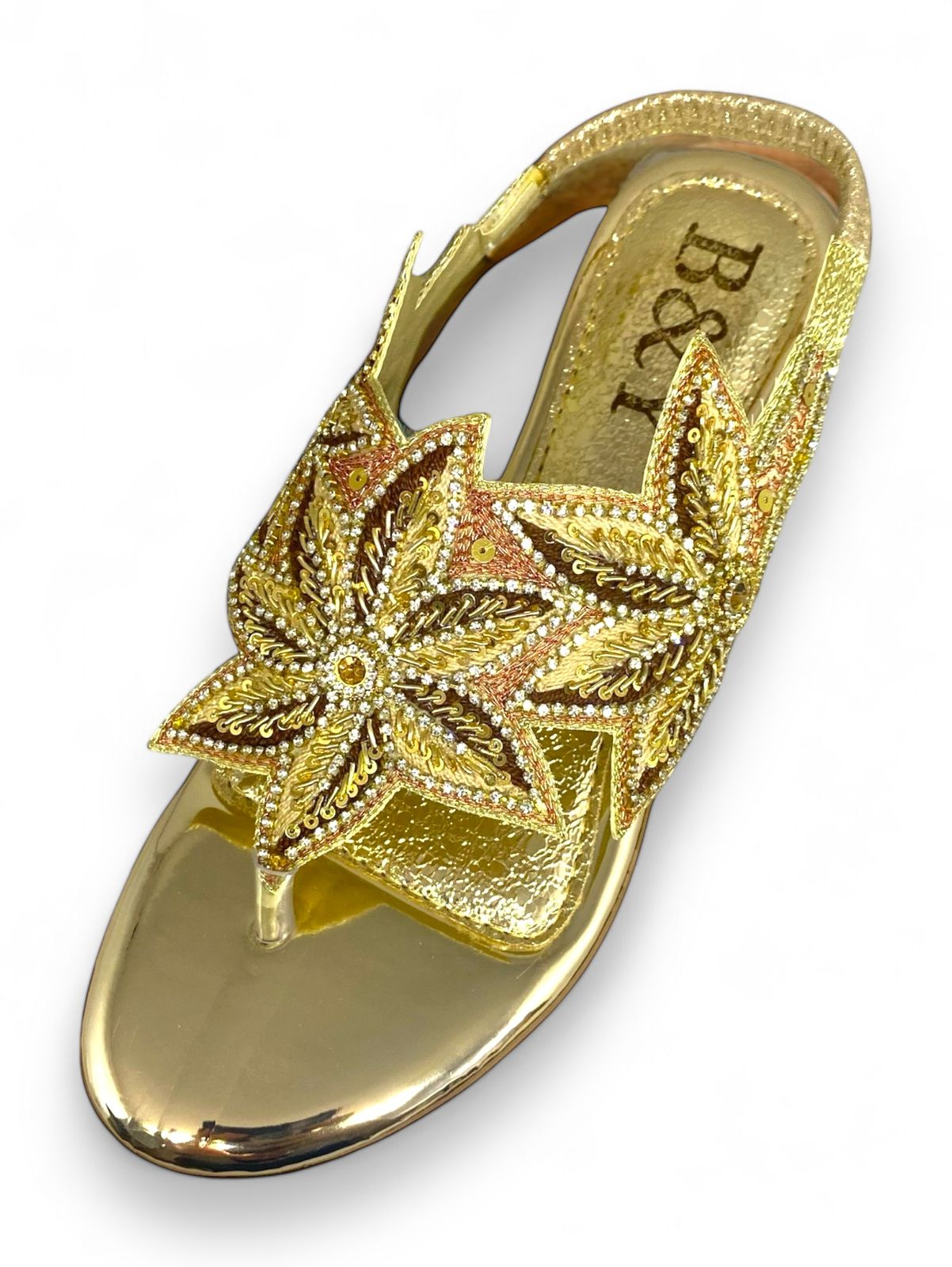 Sandália 9718 Dourado Com Salto Bloco 3cm