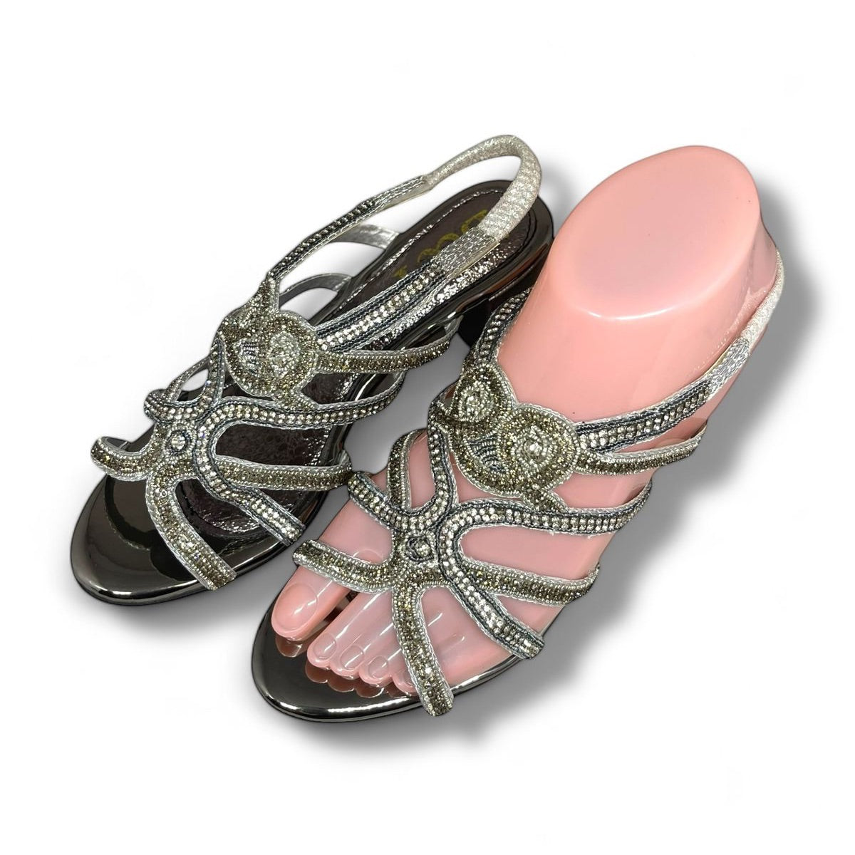 Sandália 9722 Prata Com Salto Médio