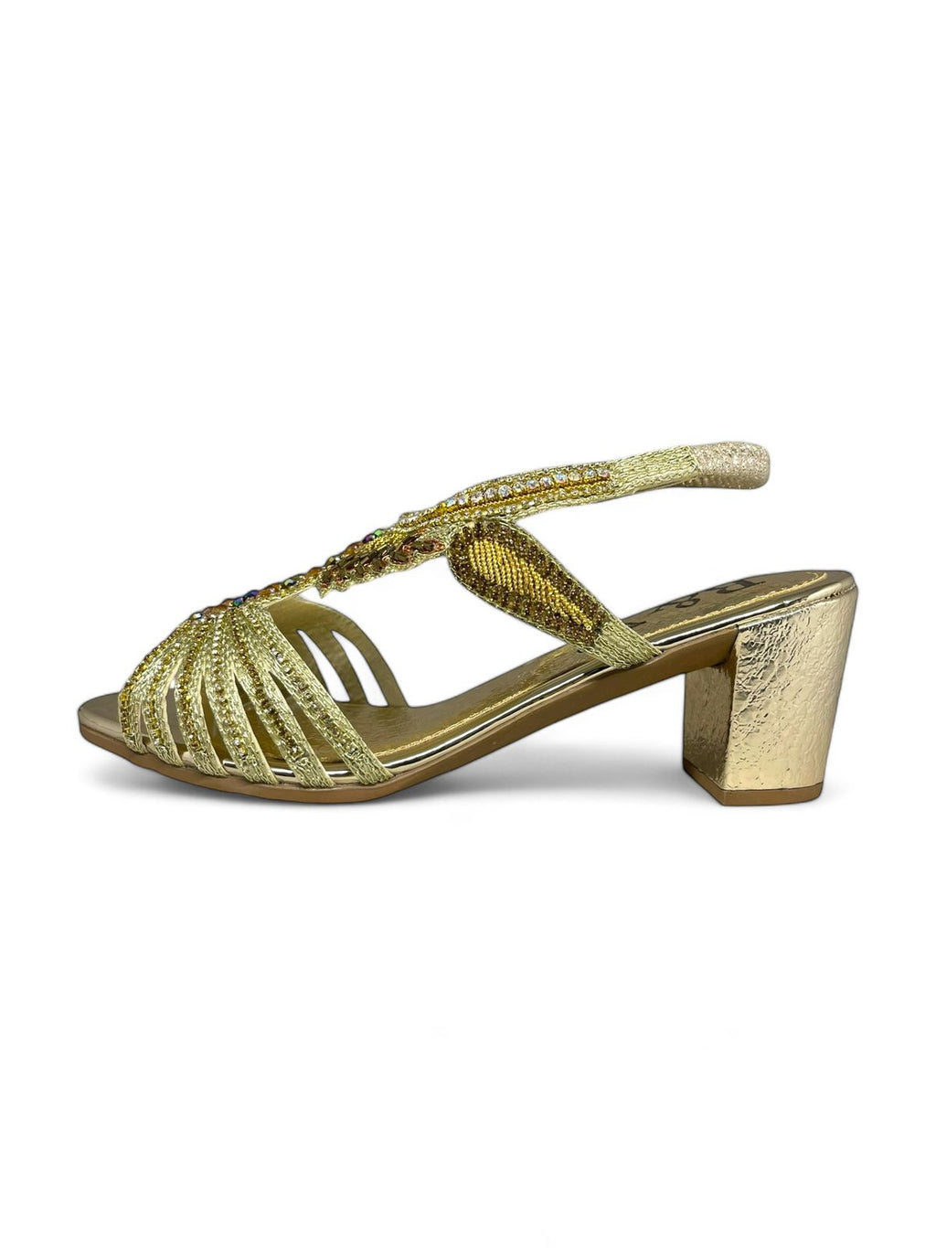 Sandália 9741 Dourado Com Salto Alto 6cm