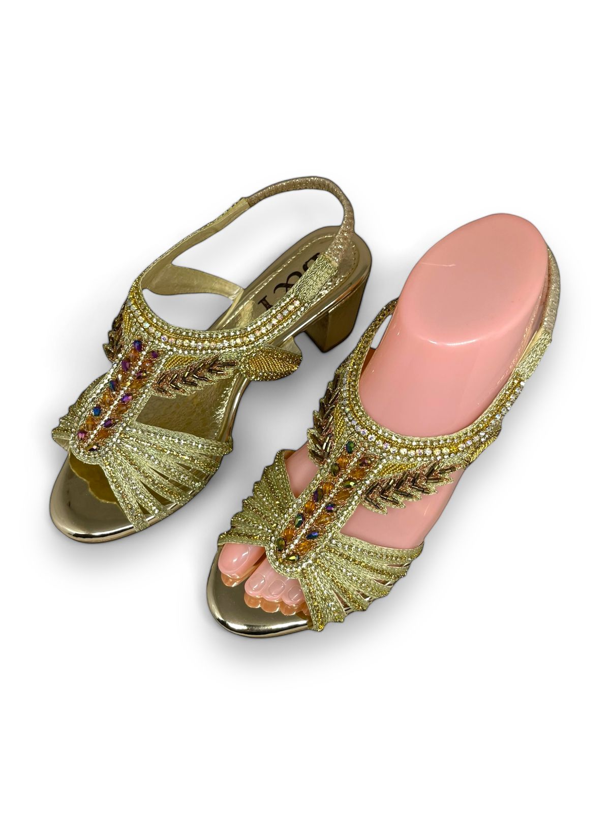 Sandália 9741 Dourado Com Salto Alto 6cm