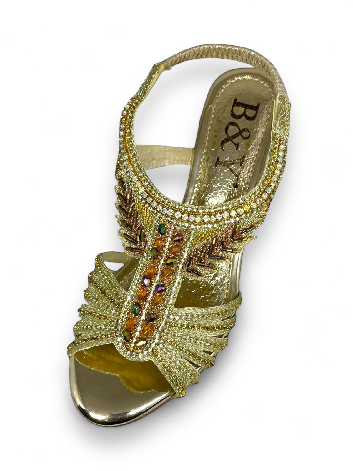 Sandália 9741 Dourado Com Salto Alto 6cm