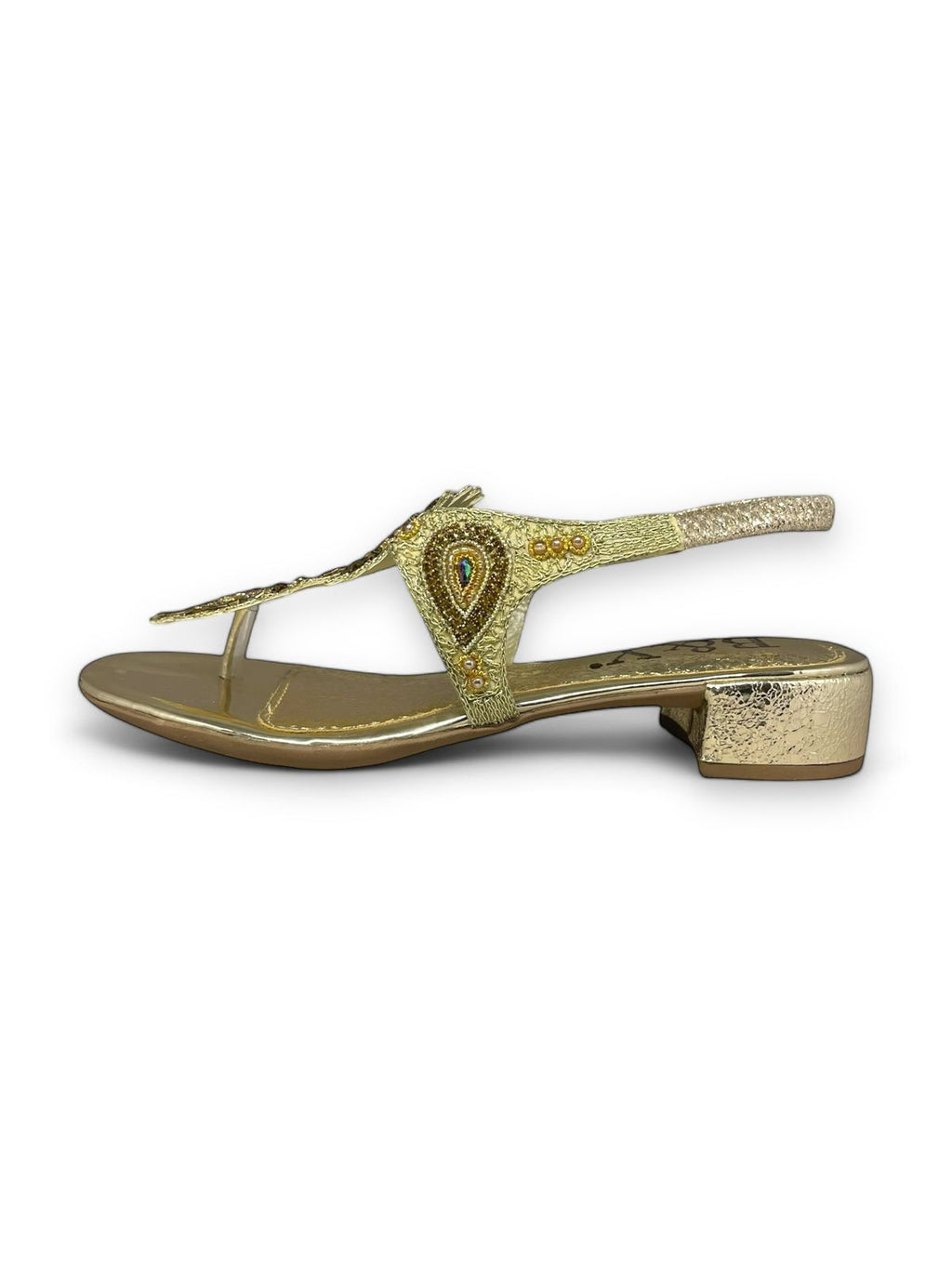 Sandália 9743 Dourado Com Salto Bloco 3cm