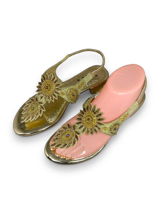 Sandália 9743 Dourado Com Salto Bloco 3cm
