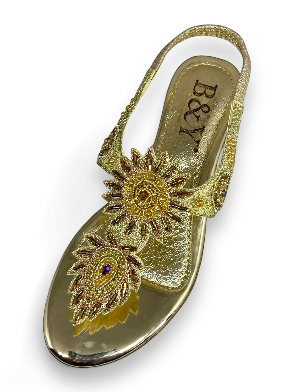 Sandália 9743 Dourado Com Salto Bloco 3cm