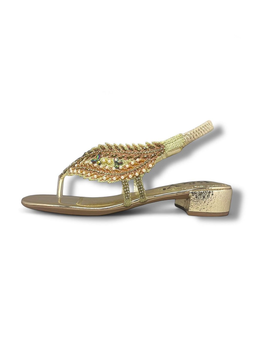 Sandália 9746 Dourado Com Salto Bloco 3cm
