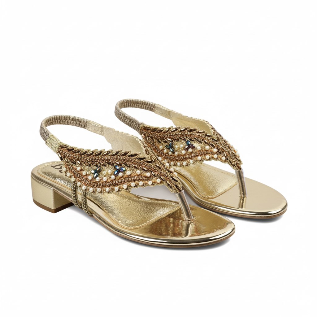 Sandália 9746 Dourado Salto Bloco