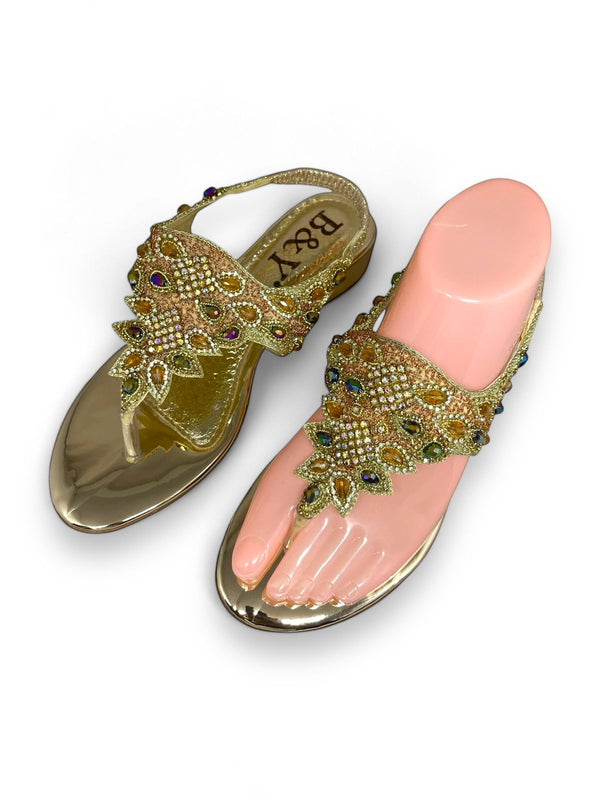 Sandália 9749 Dourado Com Salto Bloco 3cm