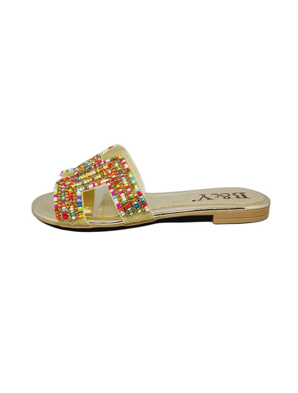 Tamanco 9135 Dourada Colorido Sem Salto