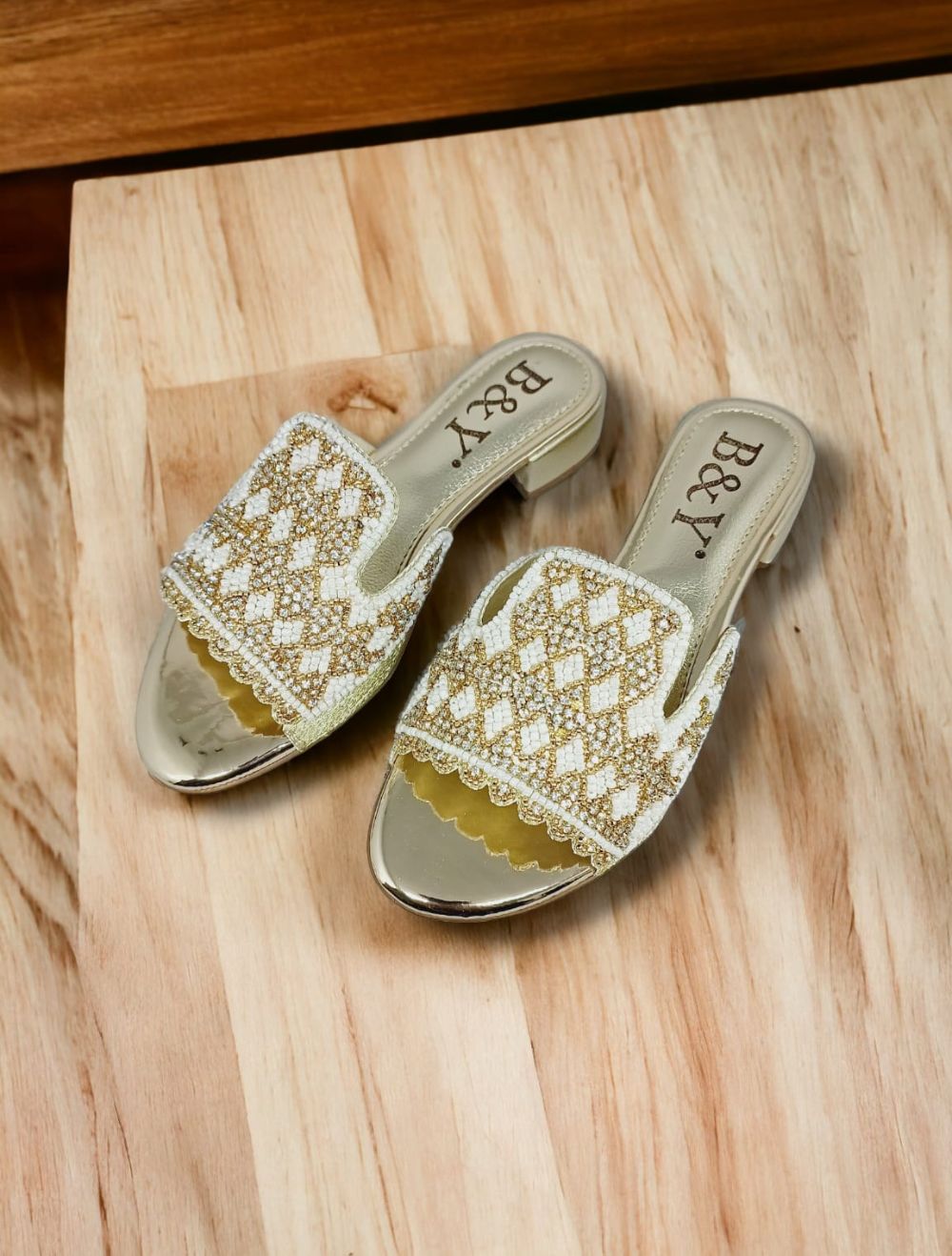 Tamanco 9134 Dourado Salto Bloco