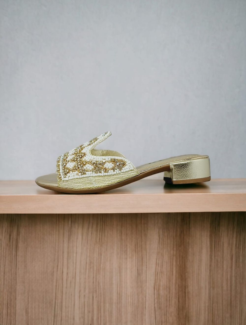 Tamanco 9134 Dourado Salto Bloco