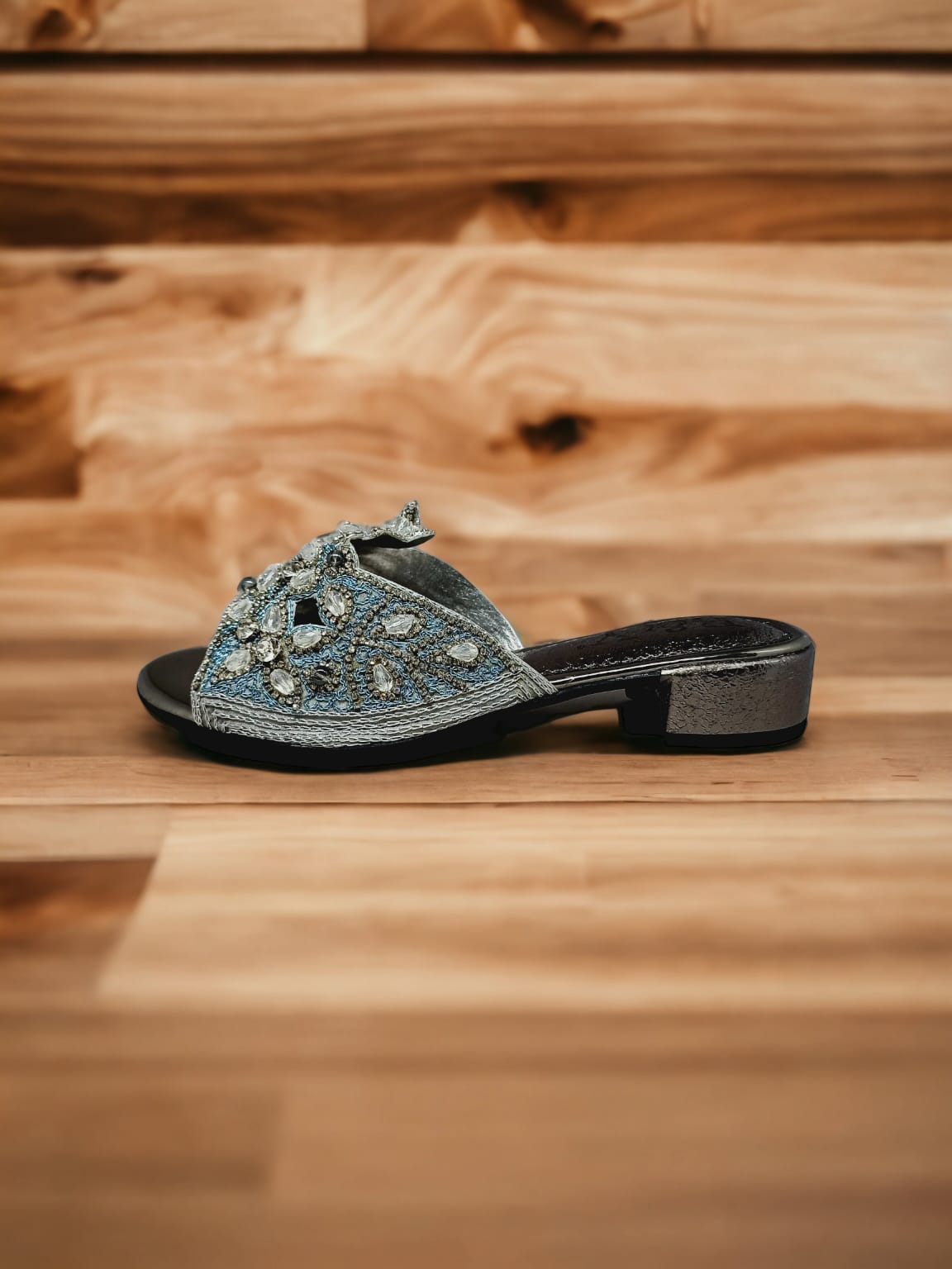 Tamanco 9200 Prata Salto Bloco