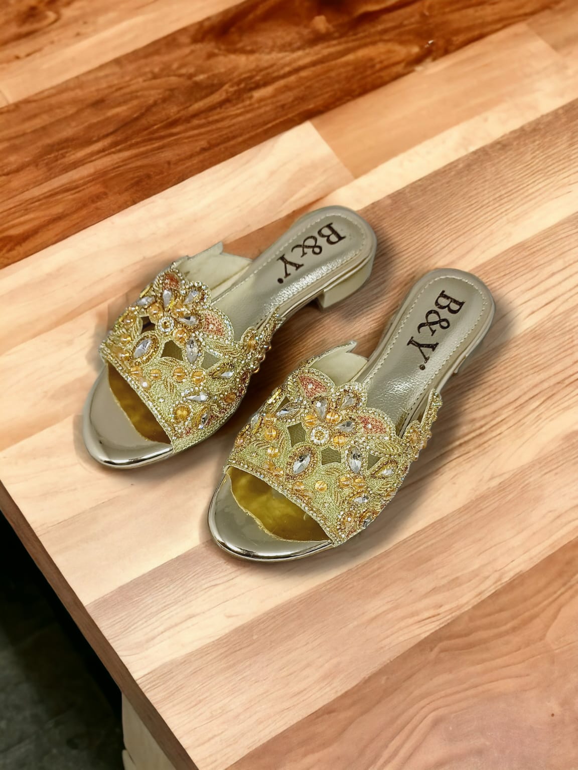 Tamanco 9278 Dourado Salto Bloco