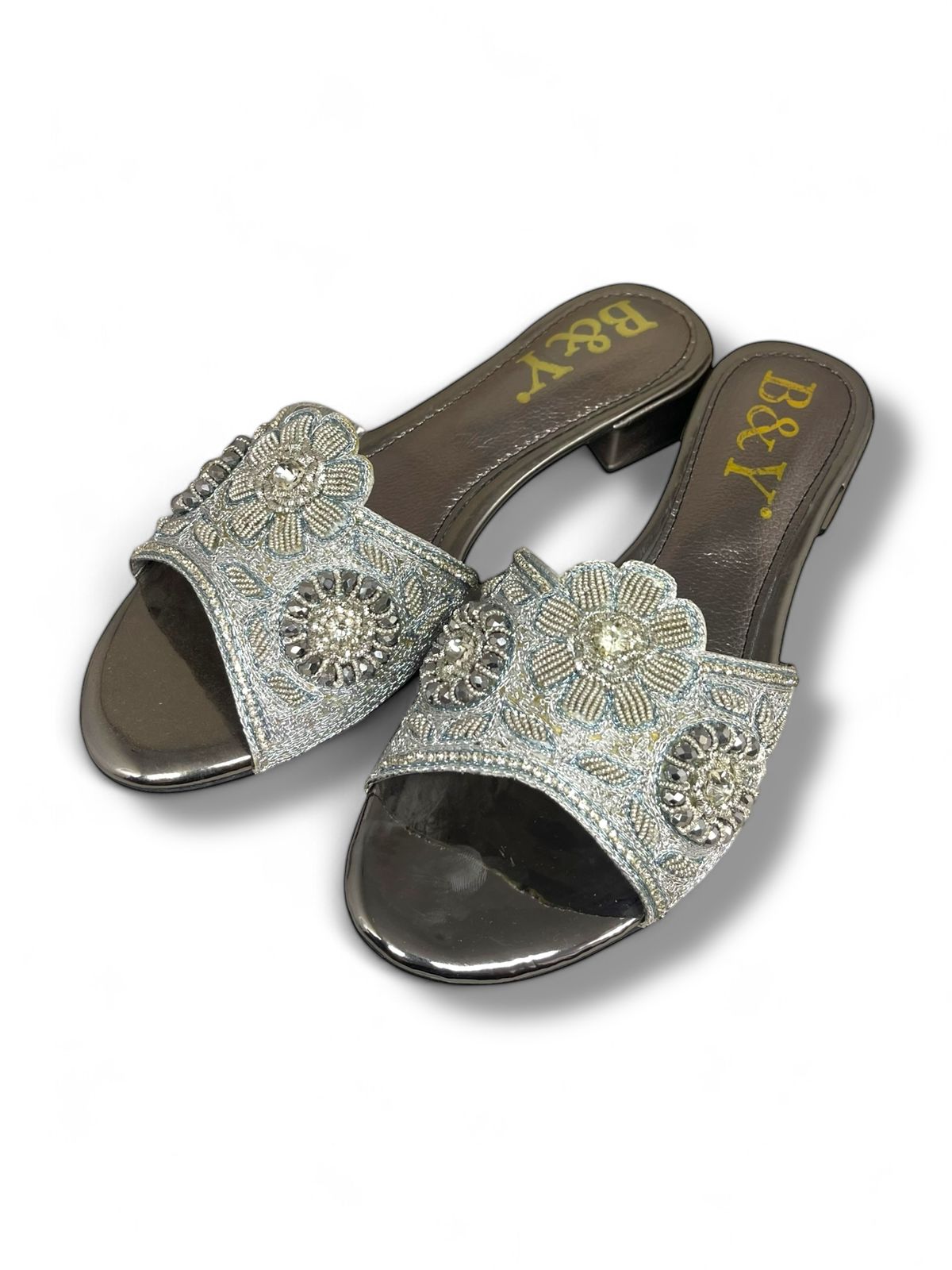 Tamanco 9367 Prata Salto Bloco