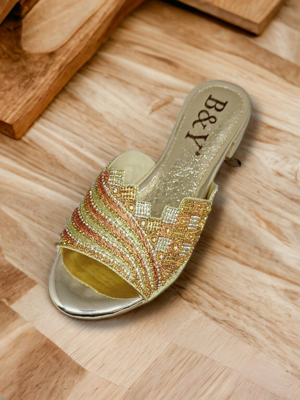 Tamanco 9369 Dourado Salto Bloco