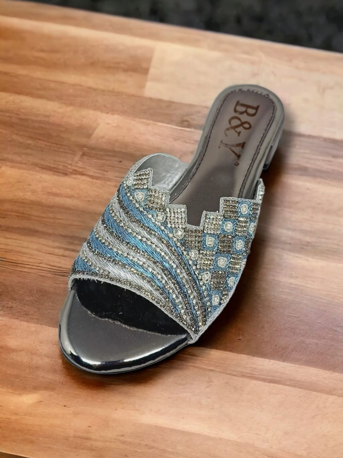 Tamanco 9369 Prata Salto Bloco