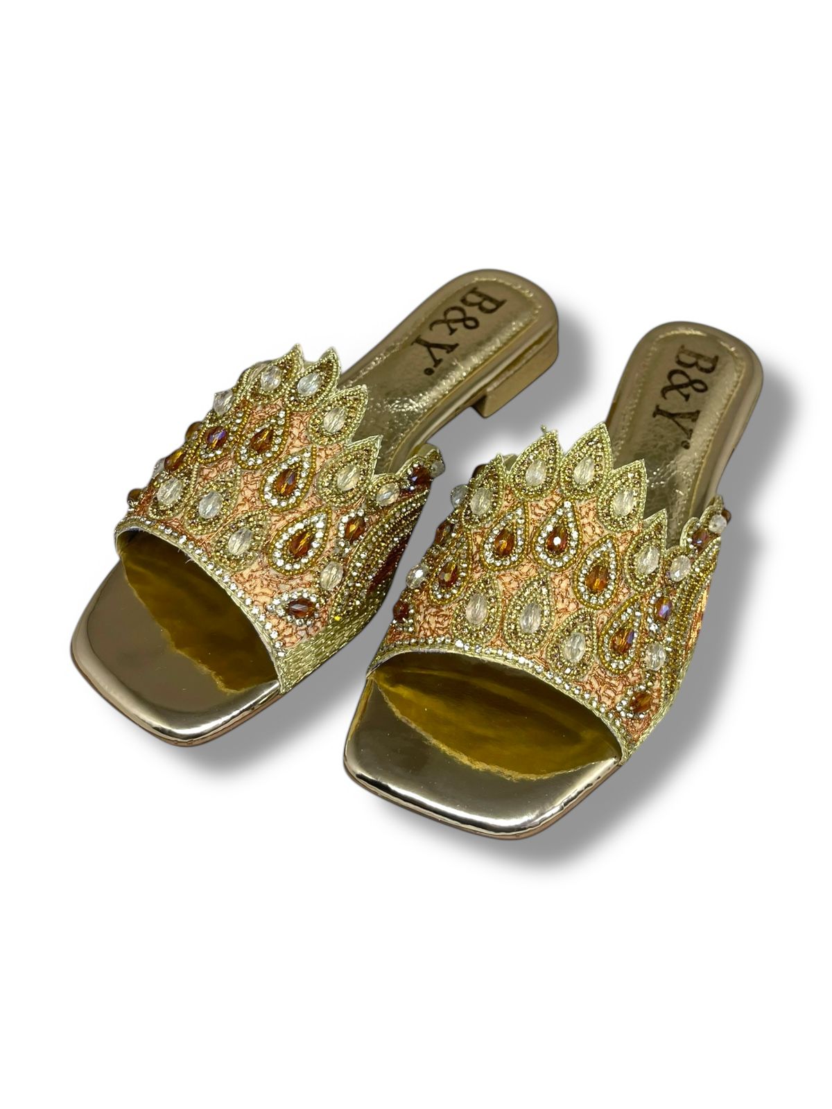 Tamanco 9371 Dourado Salto Bloco