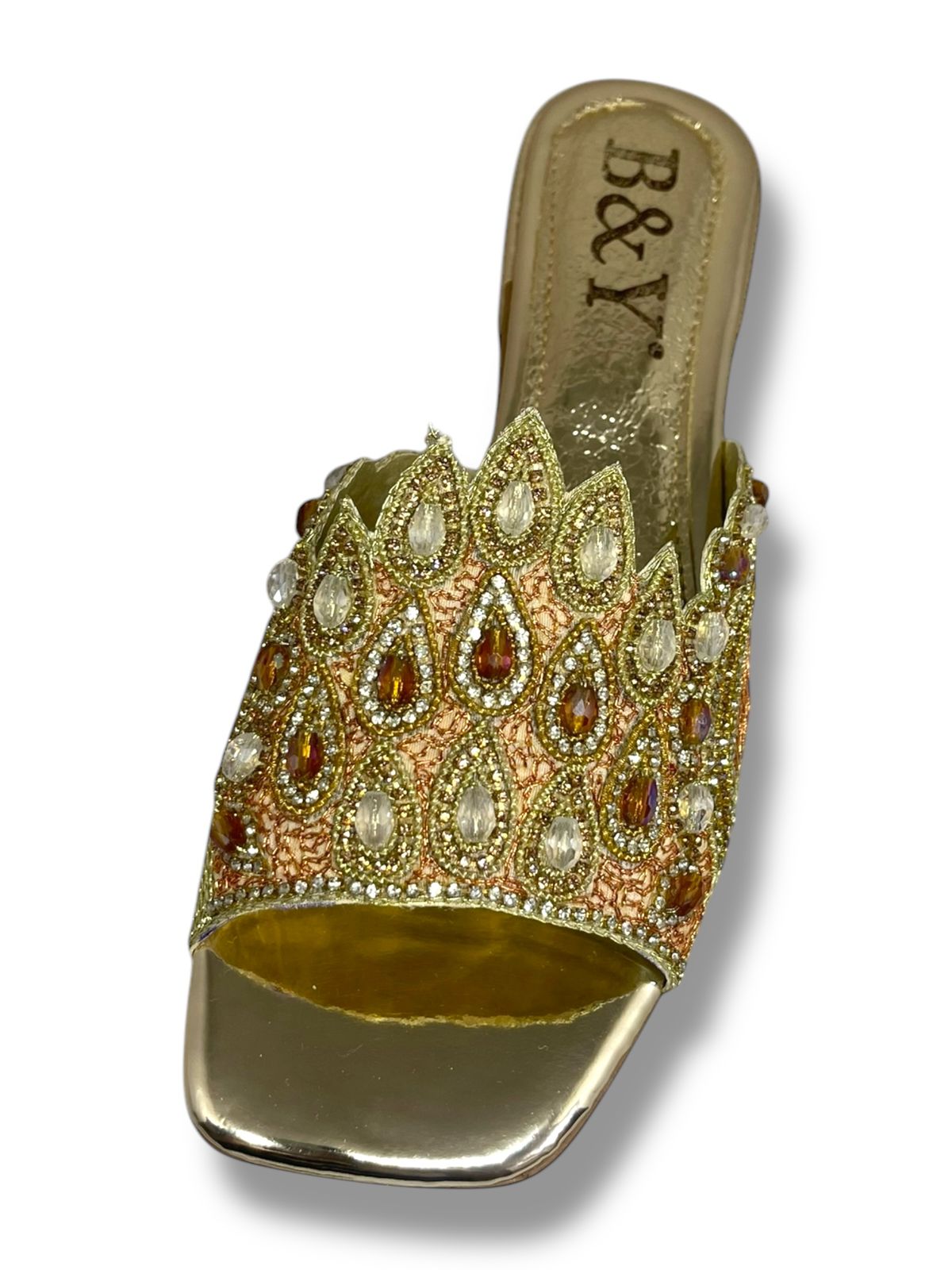 Tamanco 9371 Dourado Salto Bloco