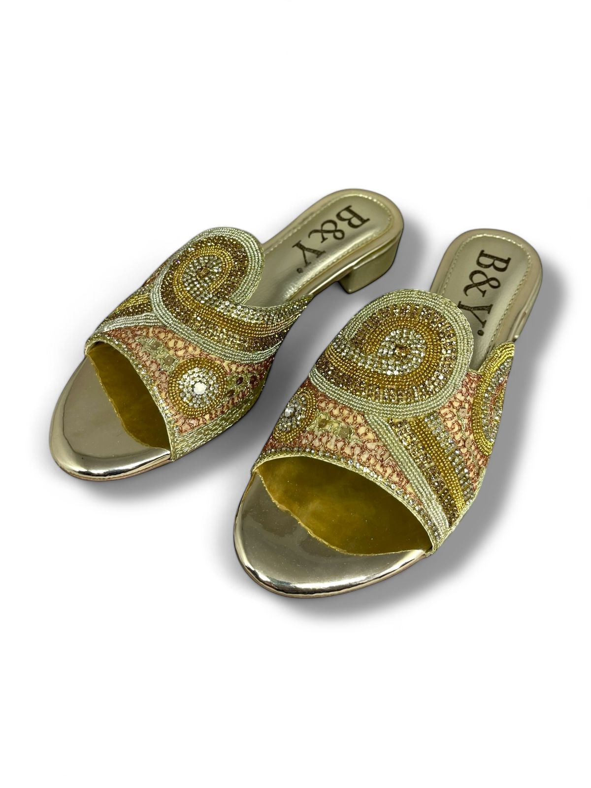 Tamanco 9517 Dourado Salto Bloco