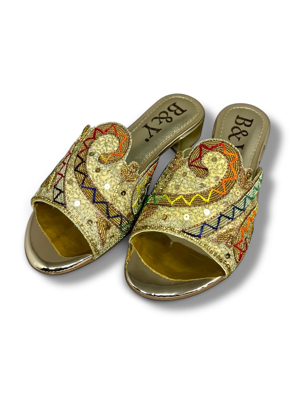 Tamanco 9523 Dourado Salto Bloco